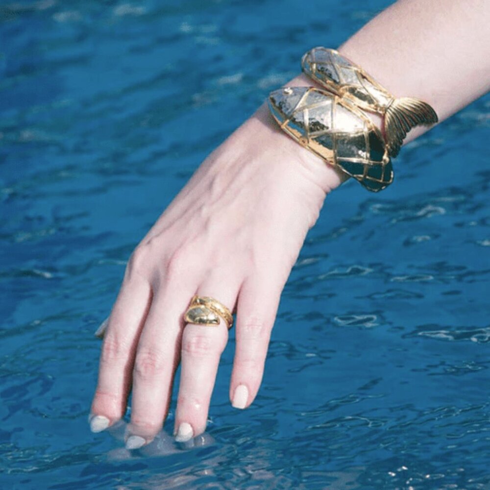 Capucine de Wulf Poisson gold hinged cuff size S/M